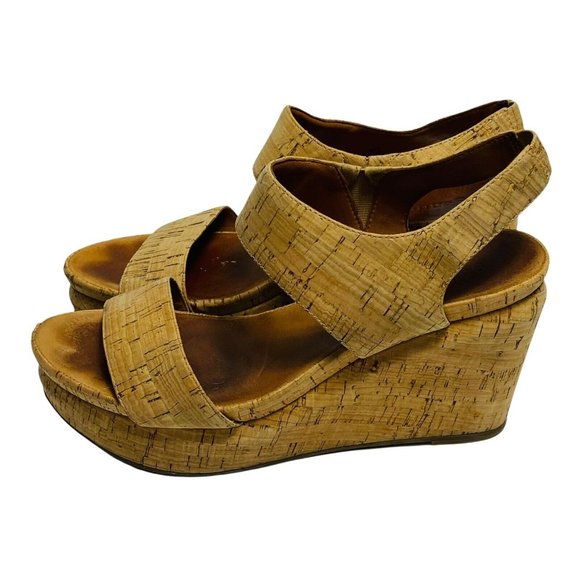 Gentle Souls Shoes | Gentle Souls Women Size 9 Tan Brown Juniper Barry Cork Platform Wedge Sandals, | Color: Brown/Tan | Size: 9 | Willy_Matty's